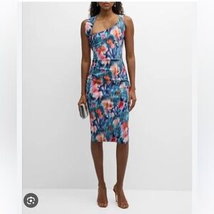 Chiara Boni Ruched Asymmetric Bodycon Midi Dress